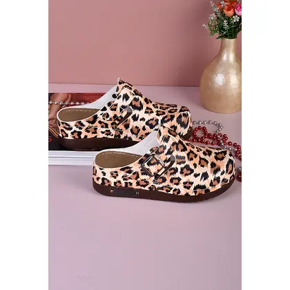 3025 Leopar Desen Ortopedik Anatomik Terlik