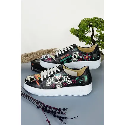 6048 Kurukafa Desen Özel Tasarım Kadın Sneakers