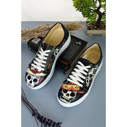 6048 Kurukafa Desen Özel Tasarım Kadın Sneakers