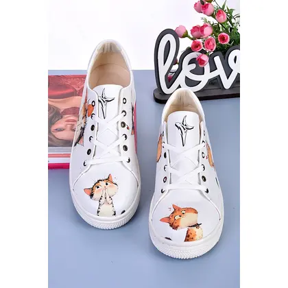 6272 Şaşkın Kedi Baskılı Sneakers