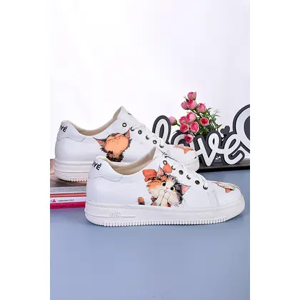 6272 Şaşkın Kedi Baskılı Sneakers