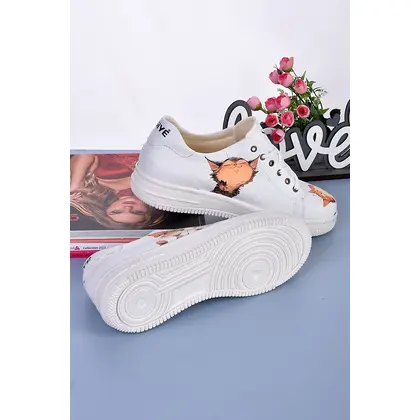 6272 Şaşkın Kedi Baskılı Sneakers