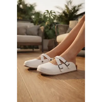 6339 Beyaz Çapraz Sabo Terlik