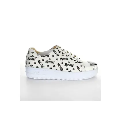 7377 Meow Yazılı Beyaz Sneakers
