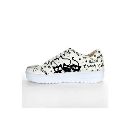 7377 Meow Yazılı Beyaz Sneakers