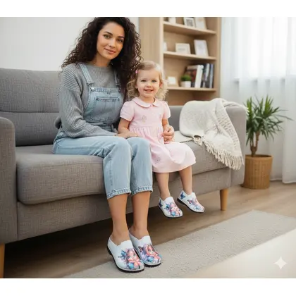8001 Kız Baskılı Anne Ve Kız Kombini Sabo Terlik